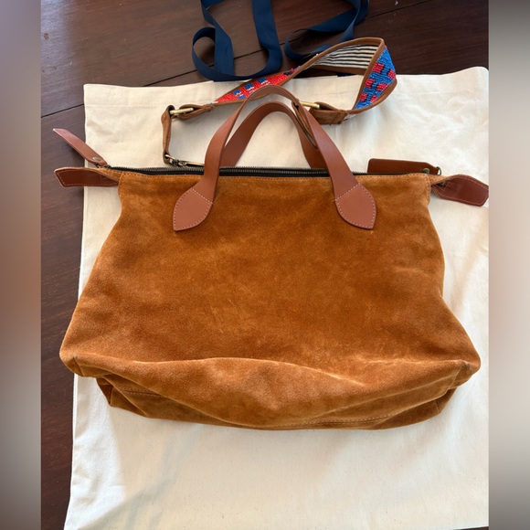 Parker Thatch Charlie Suede Top-Handle Tote Bag in Caramel Brown - Picture 11 of 16